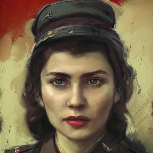 Image similar to portrait young soviet revolutionary leader nadezhda konstantinovna krupskaya, colourised, face portrait, epic, tragic, military art, fantasy, dieselpunk, hd shot, digital portrait, beautiful, artstation, comic style, by artgerm, guy denning, jakub rozalski, magali villeneuve and charlie bowater