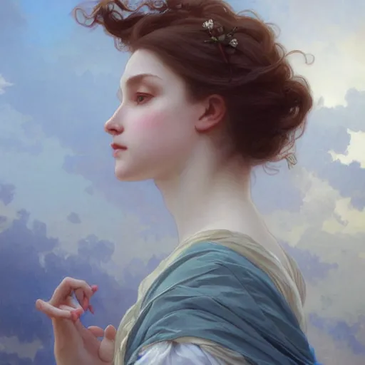 Prompt: clouds on the horizon intricate, elegant, highly detailed, digital painting, artstation, concept art, smooth, sharp focus, illustration, art by artgerm and greg rutkowski and alphonse mucha and william - adolphe bouguereau