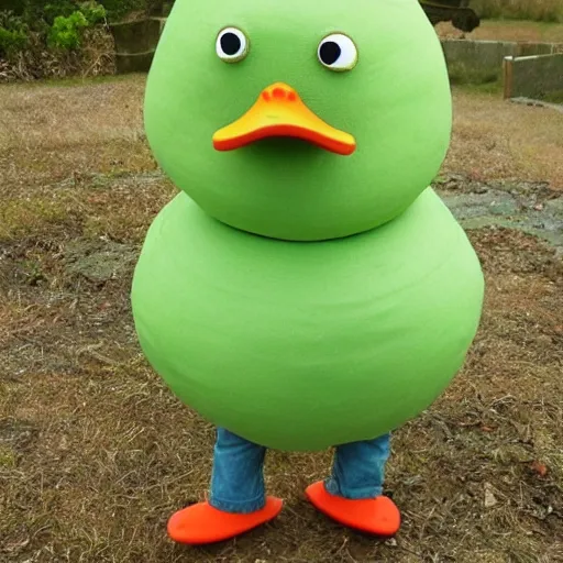 Image similar to a cabbage dressed as a duck