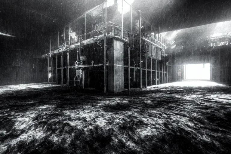 Image similar to underwater facility, sinister, dark, mysterious