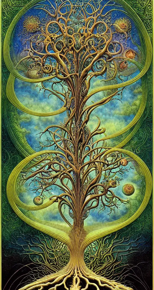 Image similar to tree of life by roger dean and andrew ferez, art forms of nature by ernst haeckel, divine chaos engine, symbolist, visionary, art nouveau, botanical fractal structures, organic, detailed, realistic, surreality