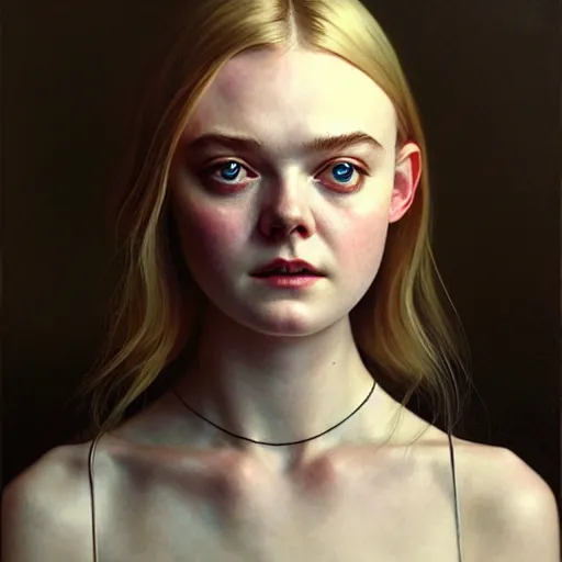 Image similar to symmetry!! portrait of elle fanning in the walking dead in the world of andrew wyeth, horror, fashion, dark!! intricate, elegant, highly detailed, digital painting, artstation, concept art, smooth, sharp focus, illustration, art by artgerm and greg rutkowski and alphonse mucha