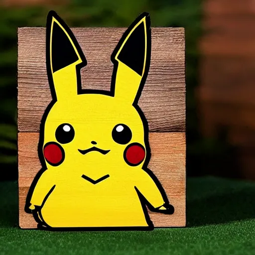 Image similar to Pikachu made out of Wood