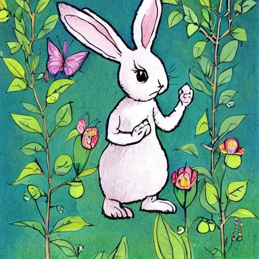 Prompt: bunny, fantasy illustration, illustrated by quentin blake