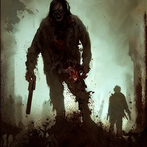 Image similar to a zombie apocalypse, evil, eerie, cinematic, horror, scary, craig mullins