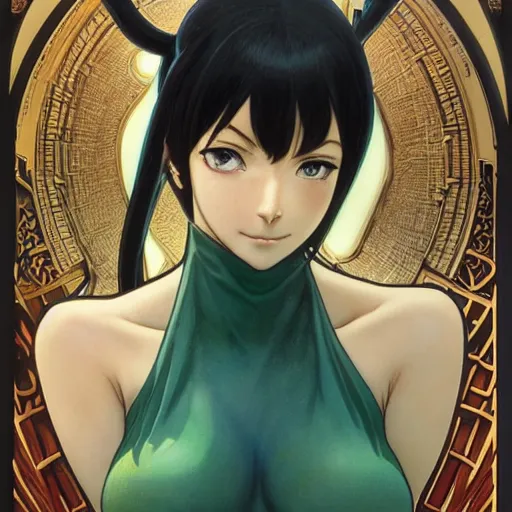 Prompt: highly detailed vfx portrait of nico robin by eiichiro oda, makoto shinkai, alphonse mucha, sharp focus, art by artgerm and greg rutkowski!, backlit, harsh overhead sunlight, blue eyes!!, aquiline nose!!, stanley kybric, kaoru mori, hyper detailed, smooth pixiv, fanbox,