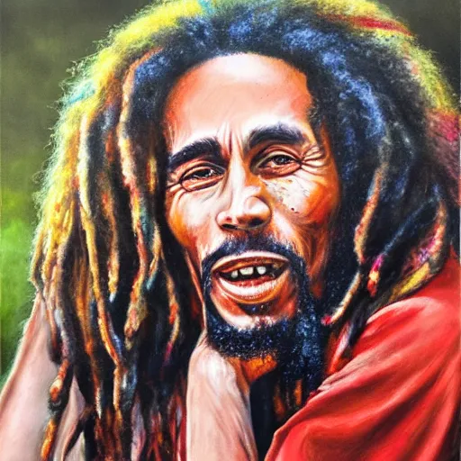 Image similar to hyper realistic portait of an older bob Marley