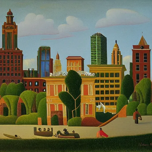 Image similar to a beautiful painting of Columbus Ohio by henri Rousseau