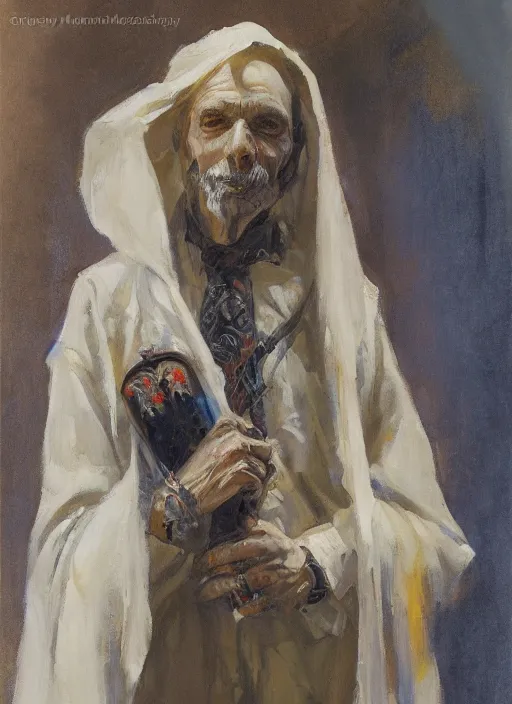 Image similar to a highly detailed beautiful portrait of a necromancer, by gregory manchess, james gurney, james jean