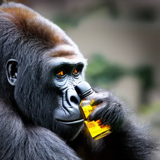 Image similar to a gorilla in a bottle, 8 k, 4 k, professional photography, award winning photo