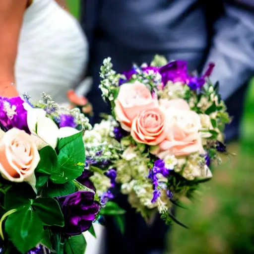 Prompt: a wedding couple holding a flower