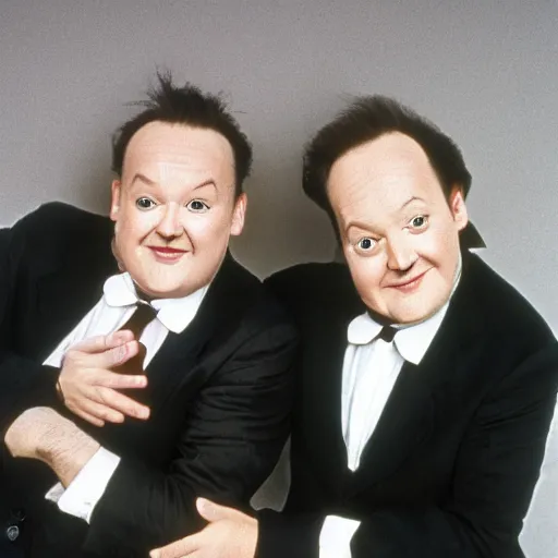 Image similar to reeves and mortimer conjoined at the forehead