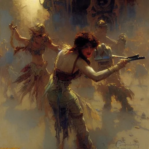 Image similar to the human enemy, painting by Gaston Bussiere, Craig Mullins