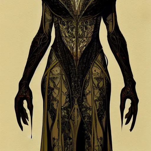 Prompt: full body centered elven bride ,intricate, veins, by Hugo pratt, ultradetailed, charachter design, concept art, trending on artstation,