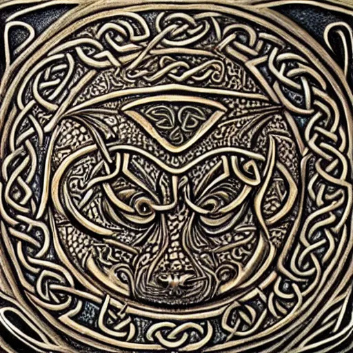 Image similar to Dragon's Head, highly detailed, celtic art style