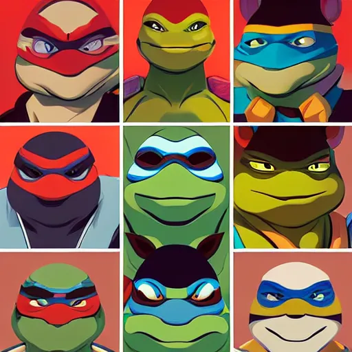 Image similar to face icon stylized minimalist teenage mutant ninja turtles, loftis, cory behance hd by jesper ejsing, by rhads, makoto shinkai and lois van baarle, ilya kuvshinov, rossdraws global illumination