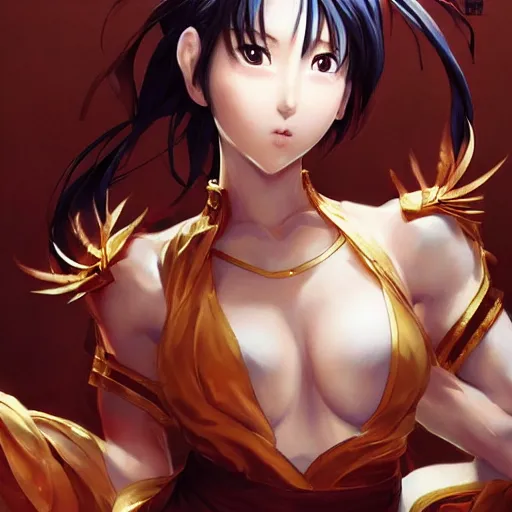 Image similar to A beautiful semi realistic anime portrait of Chun li full body fighting poses beautiful hand by Stanley Artgerm Lau, WLOP, Rossdraws, James Jean, Andrei Riabovitchev, Marc Simonetti, and Sakimichan, tranding on artstation, WLOP, rossdraws, Logan Cure, Mingchen Shen, BangkuART, sakimichan, yan gisuka, JeonSeok Lee, zeronis, Chengwei tranding on artstation