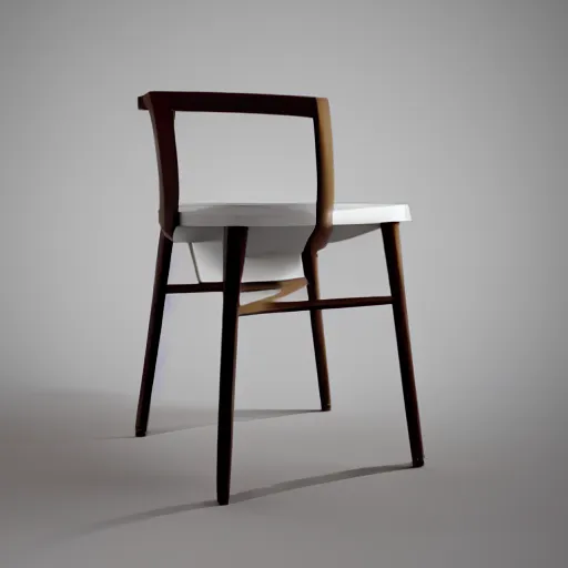Prompt: a beautiful concept design of a chair made with three legs, by frank Lloyd wright, white background, 8k, 4k