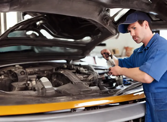 Image similar to film still of a hamster working as a mechanic in an auto shop, 8 k