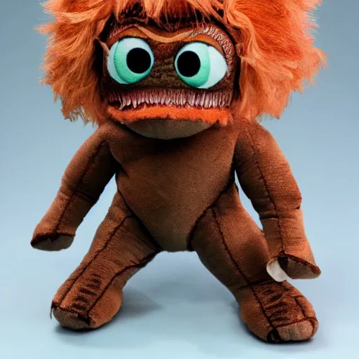 Image similar to the creature from the movie critters as a plush doll