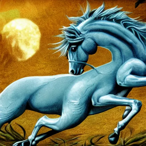 Image similar to a merhorse hippocampus capricorn, fantasy art,