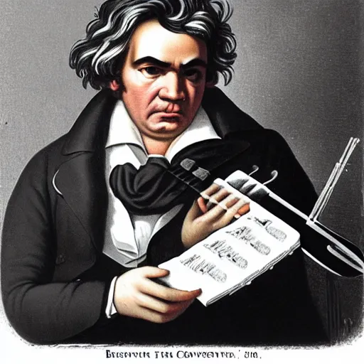 Image similar to beethoven playing an electric guitar