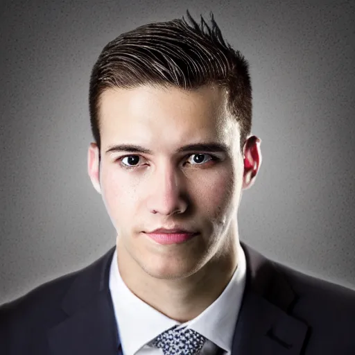 Prompt: a young man: a highly detailed uncropped full-color epic corporate portrait headshot photograph. best corporate photoraphy photo winner, meticulous detail, hyperrealistic, centered uncropped symmetrical beautiful masculine facial features, atmospheric, photorealistic texture, canon 5D mark III photo, professional studio lighting, aesthetic, very inspirational, motivational