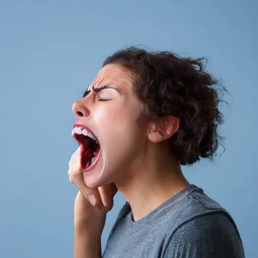 Image similar to side view of person screaming