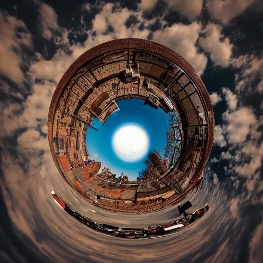 Image similar to tiny planet mars as an anthropomorphic Toronto tourist guide,dramatic cinematic lighting