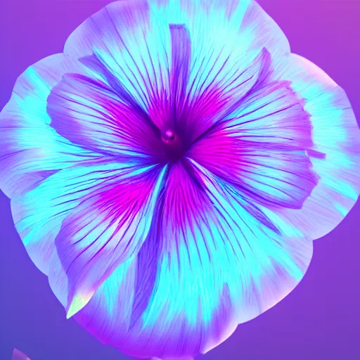 Image similar to an iridescent hibiscus by beeple and yusuke murata and makoto shinkai, 8 k, 3 d high resolution render, cinematic, unreal engine, featured on artstation, epic scale, volumetric lighting, ultra wide angle, intricate details, crystal, rainbow colors