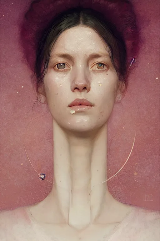 Image similar to of beautiful female, imperil, beauty portrait by greg rutkowski, hilma af klint, moebius, victo ngai, sharp focus, global illumination, highly detailed, masterpiece, award winning, post processing