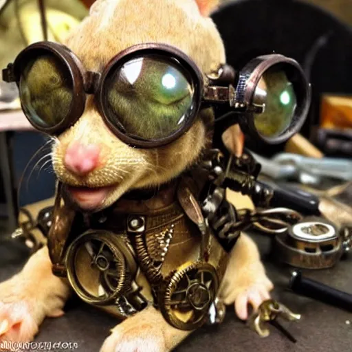 Prompt: a rat with steampunk googles, from Final fantasy