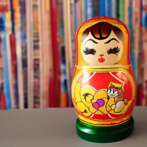 Prompt: photo of russian nesting doll of garfield