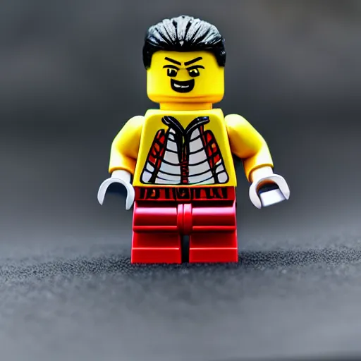 Image similar to Macro photography of a Lego samurai, depth of field, highly detailed