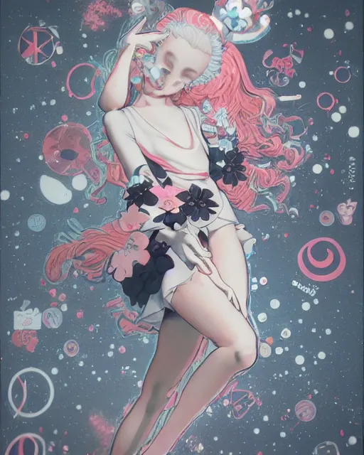 Image similar to james jean isolated vinyl figure harajuku magical girl character design, figure photography, dynamic pose, holographic undertones, glitter accents on figure, anime stylized, sharp focus, accurate fictional proportions, high delicate defined details, ethereal lighting