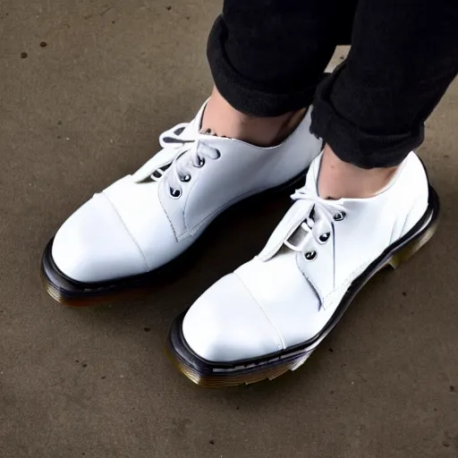 Image similar to Full picture of a white haired vampire wearing Dr. Martens shoes