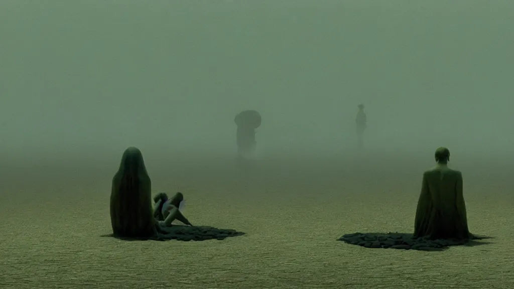 Image similar to i lost my keys at the fountain of youth, film still from the movie directed by denis villeneuve and david cronenberg with art direction by salvador dali and zdzisław beksinski, wide lens