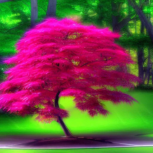 Image similar to Japanese maple, stunning digital masterpiece, anime, 4KHD