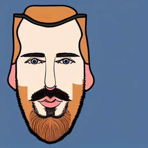 Image similar to A british man, with short blond hair and a very short blond beard wearing a corduroy jacket and turtleneck , blue eyes, pale skin, English heritage, digital art, cartoon, mid-shot, 8k