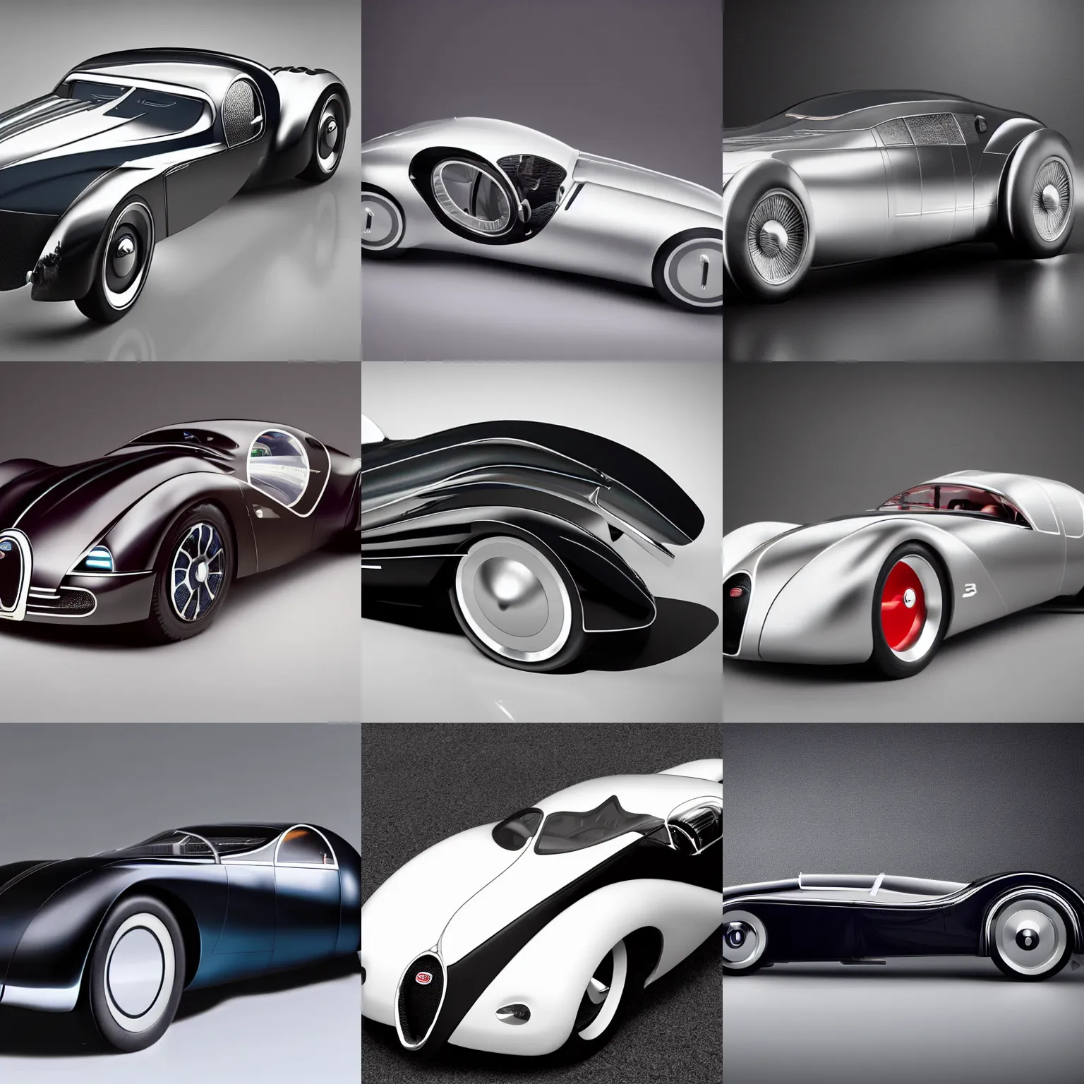 Prompt: a futuristic bugatti type 5 7 sc atlantic concept, studio lighting