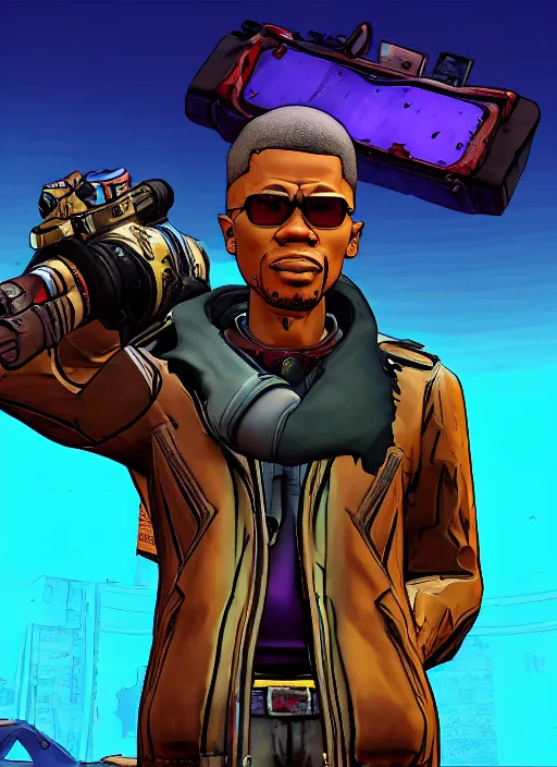 Image similar to malcolm x in the borderlands 3 style