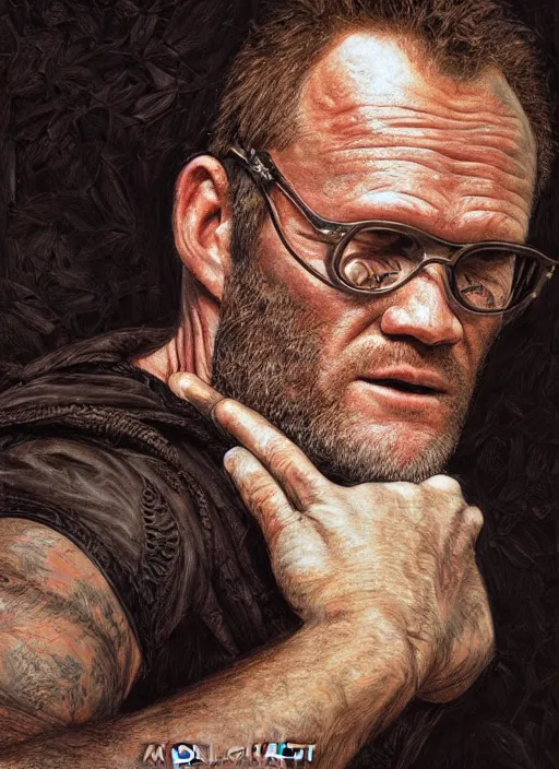 Prompt: portrait of Michael Rooker as Grant (2006), intricate, highly detailed, centered, studio background, digital painting, artstation, concept art, smooth, sharp focus, illustration, artgerm, donato giancola, Joseph Christian Leyendecker, WLOP, Artgerm