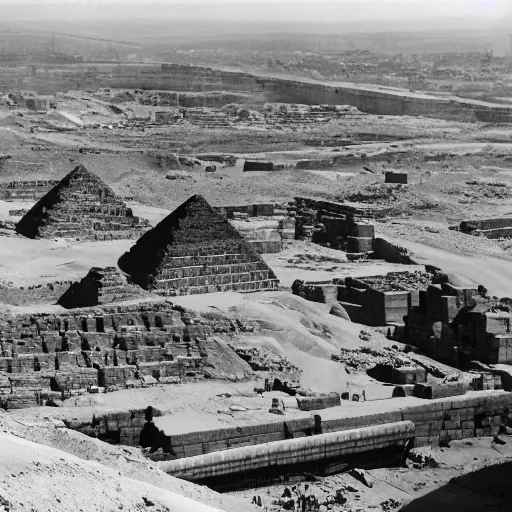 Image similar to construction of the Giza pyramids circa 2000 B.c