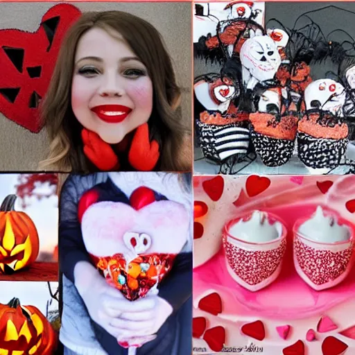 Prompt: valentine's day and halloween combined into one holiday