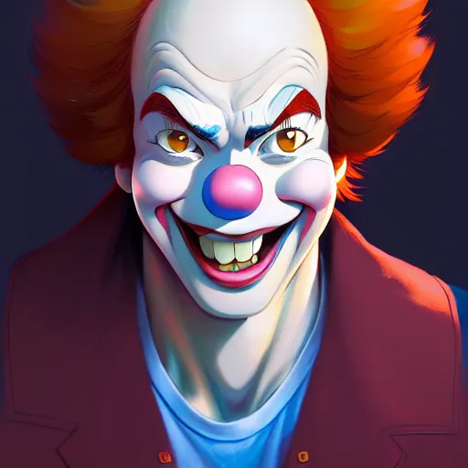 Image similar to bozo the clown, portrait shinkai makoto studio ghibli studio key hideaki anno sakimichan stanley artgerm lau rossdraws james jean marc simonetti elegant highly detailed digital painting artstation pixiv