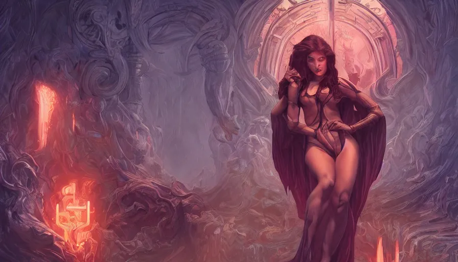 Image similar to mortality, fame of thrones, comic book anatomy, pinup. lord of daggers, past, neon, fibonacci, sweat drops, insane, intricate, highly detailed, digital painting, artstation, concept art, smooth, sharp focus, illustration, Unreal Engine 5, 8K, art by artgerm and greg rutkowski and alphonse mucha