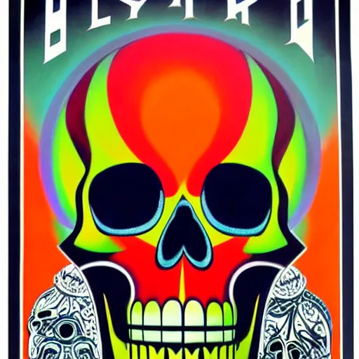 Image similar to 1 9 7 0 s airbrushed poster featuring art deco chrome skull, key light, intricate ornamental designs