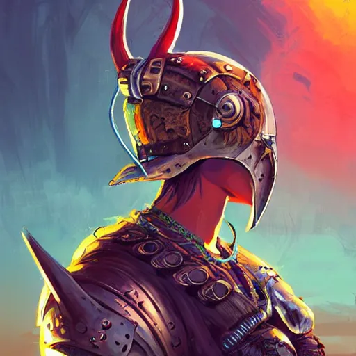 Image similar to cyberpunk viking helmet mask warrior goddess robot ninja fantasy, art gta 5 cover, official fanart behance hd artstation by jesper ejsing, by rhads, makoto shinkai and lois van baarle, ilya kuvshinov, ossdraws