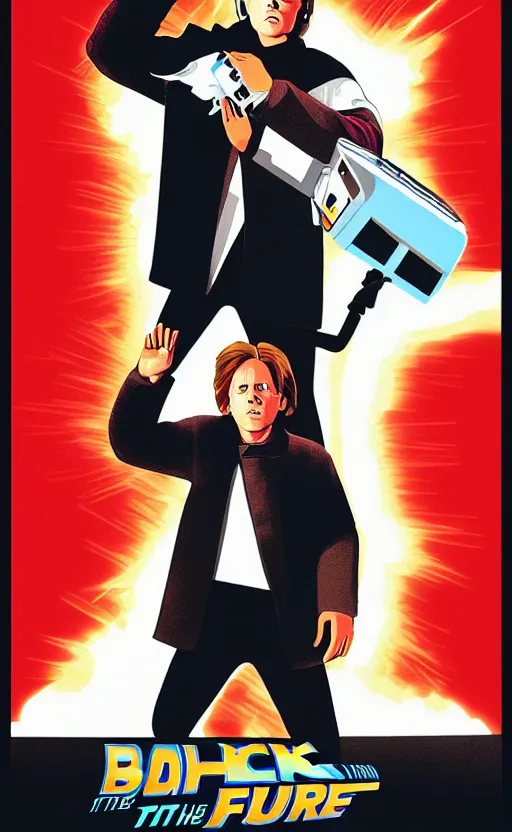 Prompt: Back To the future (1985) minimalist movie poster, hi res