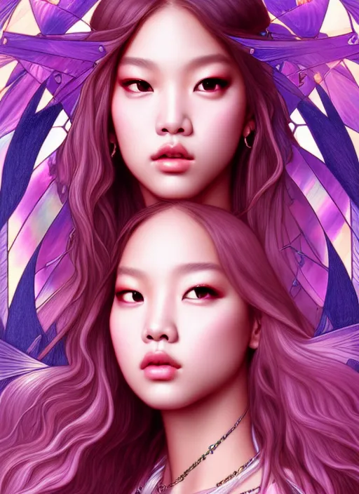 Image similar to jennie of blackpink, queen, tarot card, highly detailed, digital painting, smooth, sharp focus, illustration, ultra realistic, unreal engine, 8 k, art by artgerm and alphonse mucha